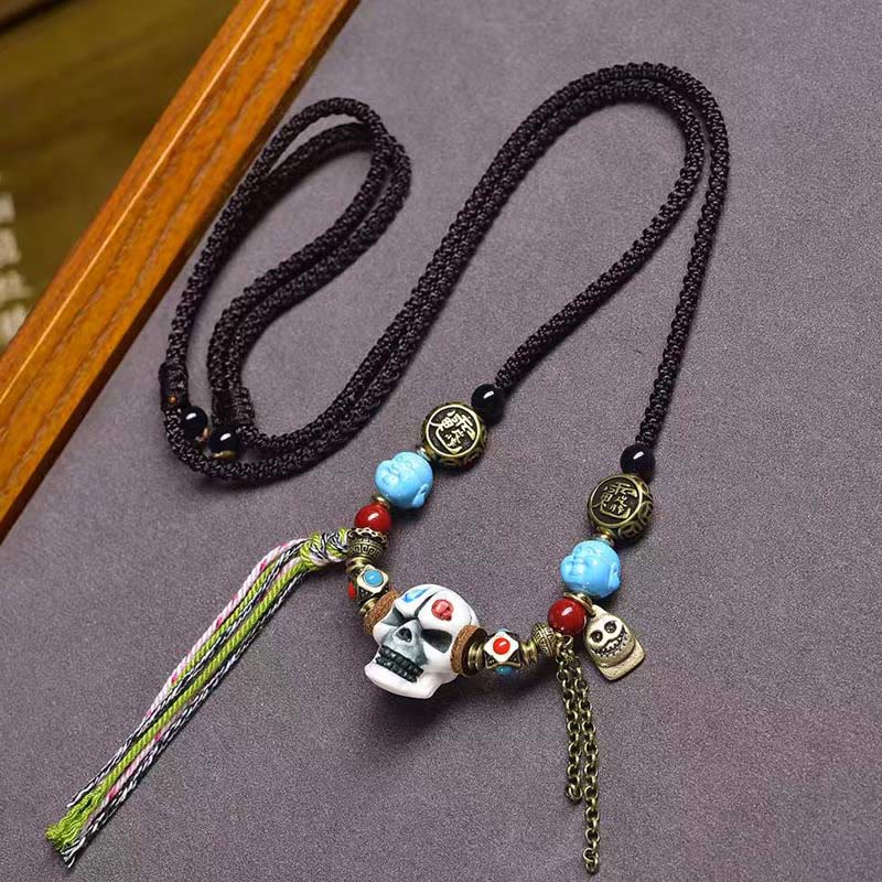 Wear FengShui Tibetan Skull The Lord Of The Corpse Forest Keep Away Evil Spirits Necklace Pendant