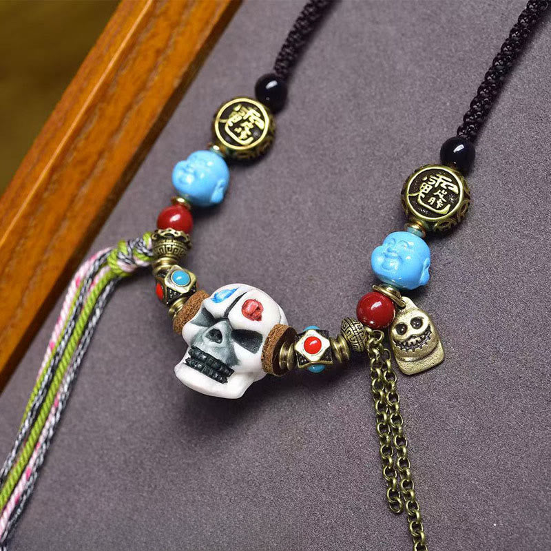 Wear FengShui Tibetan Skull The Lord Of The Corpse Forest Keep Away Evil Spirits Necklace Pendant