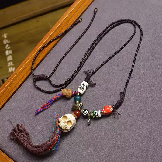 Wear FengShui Tibetan Skull The Lord Of The Corpse Forest Keep Away Evil Spirits Necklace Pendant