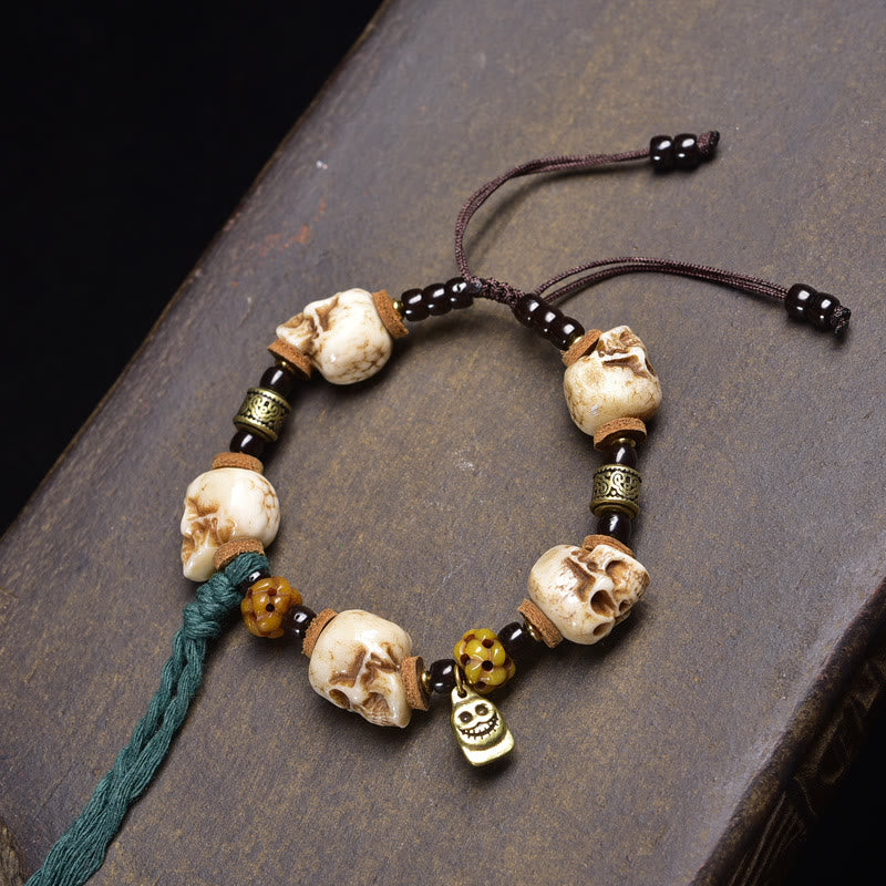 Wear FengShui Tibet Bone Beads Coconut Shell The Lord of the Corpse Forest Happiness Bracelet