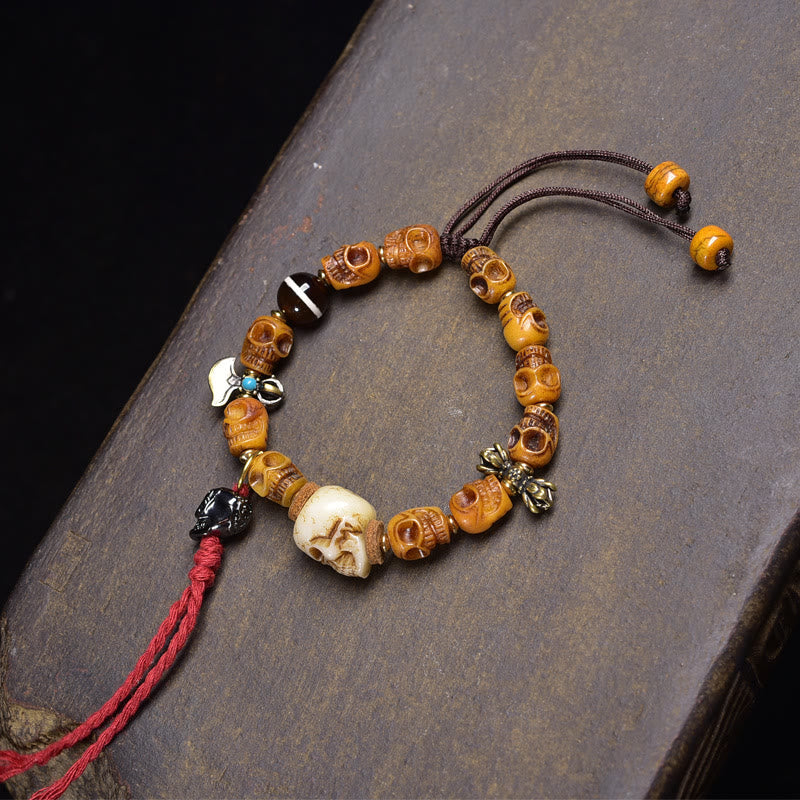 Wear FengShui Tibet Bone Beads Coconut Shell The Lord of the Corpse Forest Happiness Bracelet