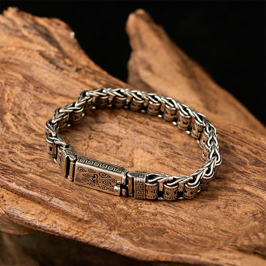 Wear FengShui Tibetan Auspicious Clouds Copper Om Mani Padme Hum Peace Metal Bracelet