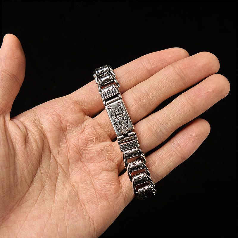 Wear FengShui Tibetan Auspicious Clouds Copper Om Mani Padme Hum Peace Metal Bracelet