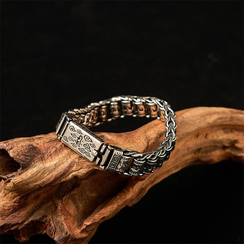 Wear FengShui Tibetan Auspicious Clouds Copper Om Mani Padme Hum Peace Metal Bracelet