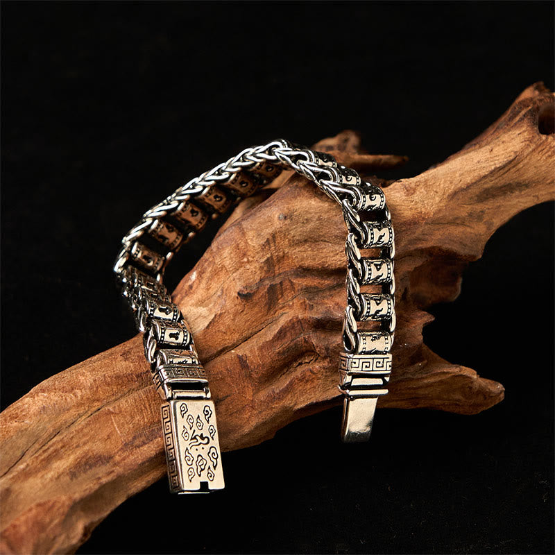 Wear FengShui Tibetan Auspicious Clouds Copper Om Mani Padme Hum Peace Metal Bracelet