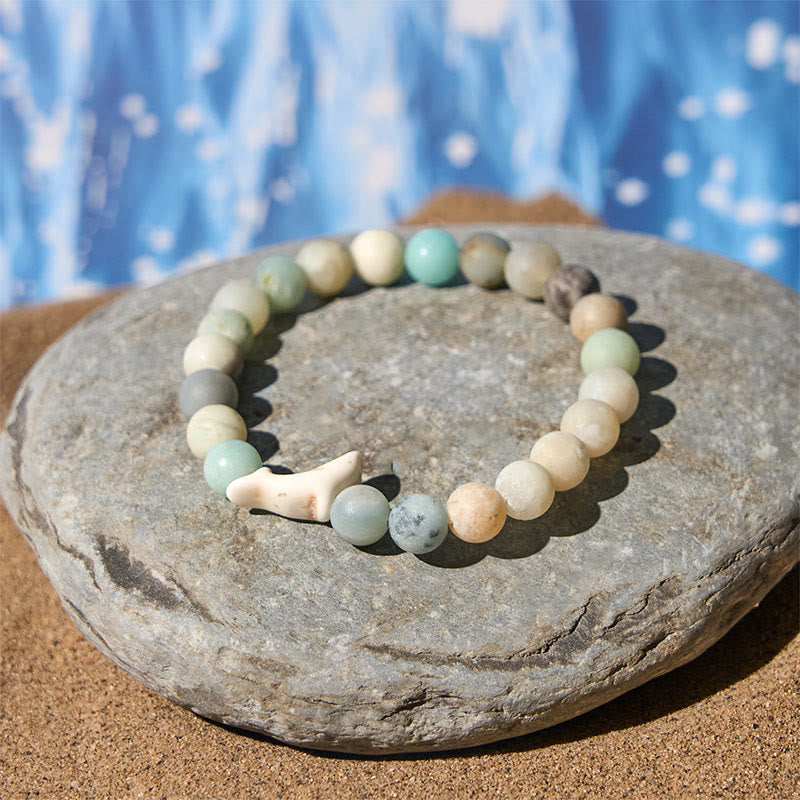 Wear FengShui Natural Stone Dolphin Crackle Agate Tourmaline Courage Bracelet