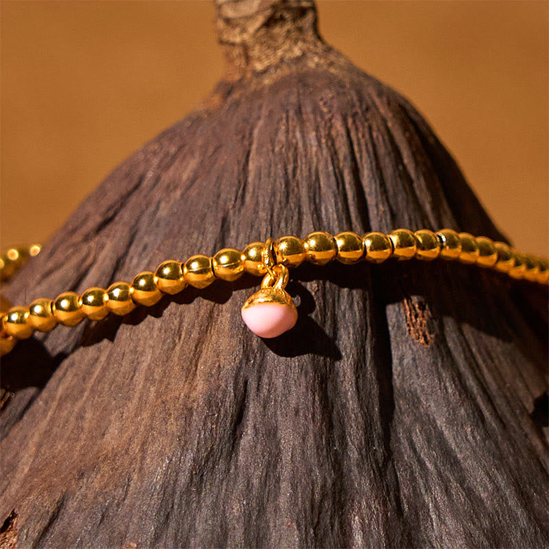 Wear FengShui Copper Brass Plated 24k Gold Beads Gourd Wealth Bracelet