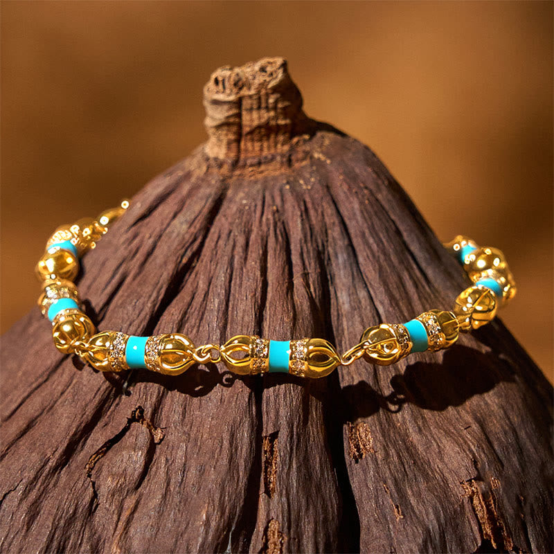 Wear FengShui Copper Brass Plated 24k Gold Vajra Wealth Luck Bracelet