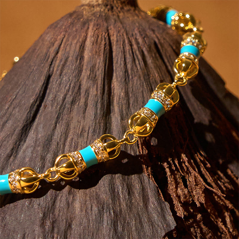 Wear FengShui Copper Brass Plated 24k Gold Vajra Wealth Luck Bracelet