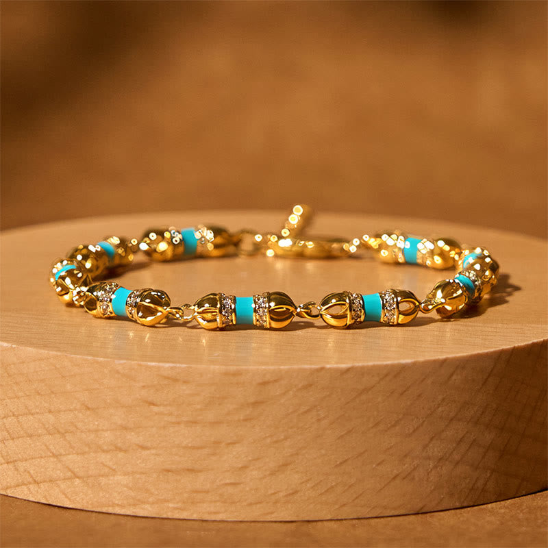 Wear FengShui Copper Brass Plated 24k Gold Vajra Wealth Luck Bracelet