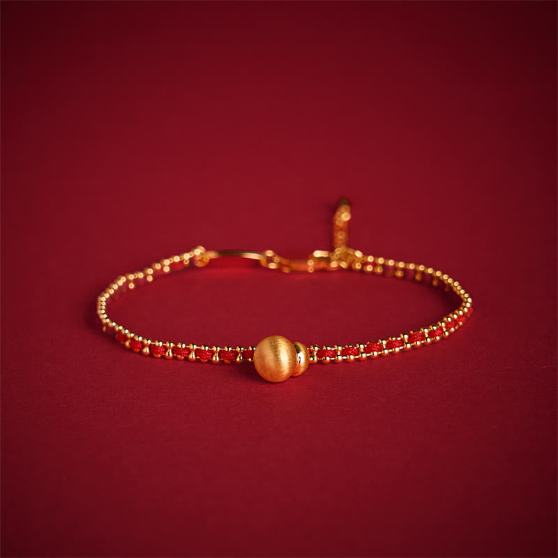 Wear FengShui Red String Copper Brass Gourd Strength Wealth Bracelet