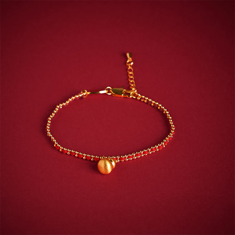 Wear FengShui Red String Copper Brass Gourd Strength Wealth Bracelet
