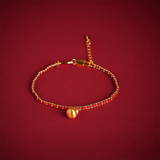 Wear FengShui Red String Copper Brass Gourd Strength Wealth Bracelet