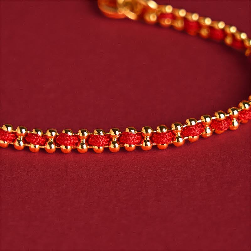 Wear FengShui Red String Copper Brass Gourd Strength Wealth Bracelet
