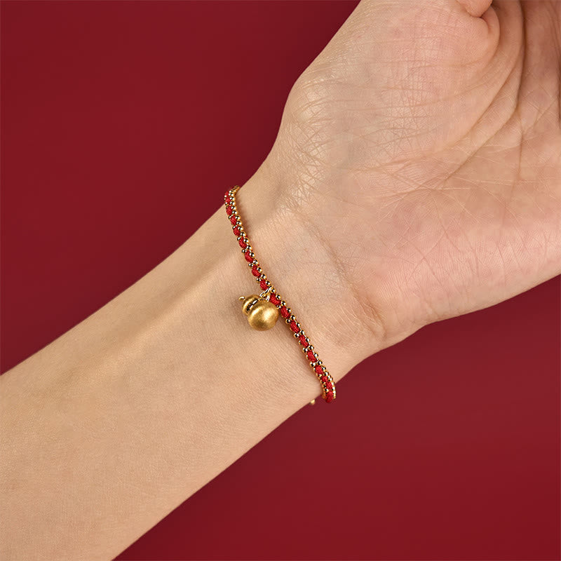 Wear FengShui Red String Copper Brass Gourd Strength Wealth Bracelet