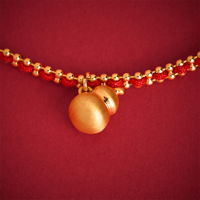 Wear FengShui Red String Copper Brass Gourd Strength Wealth Bracelet