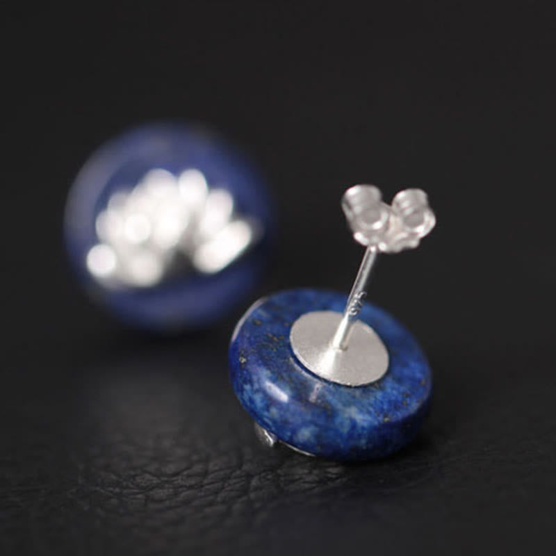 Wear FengShui Lazurite 925 Sterling Silver Lotus Pattern Enlightenment Earrings