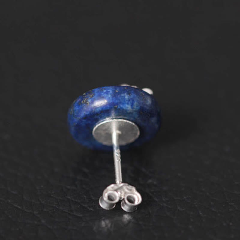 Wear FengShui Lazurite 925 Sterling Silver Lotus Pattern Enlightenment Earrings