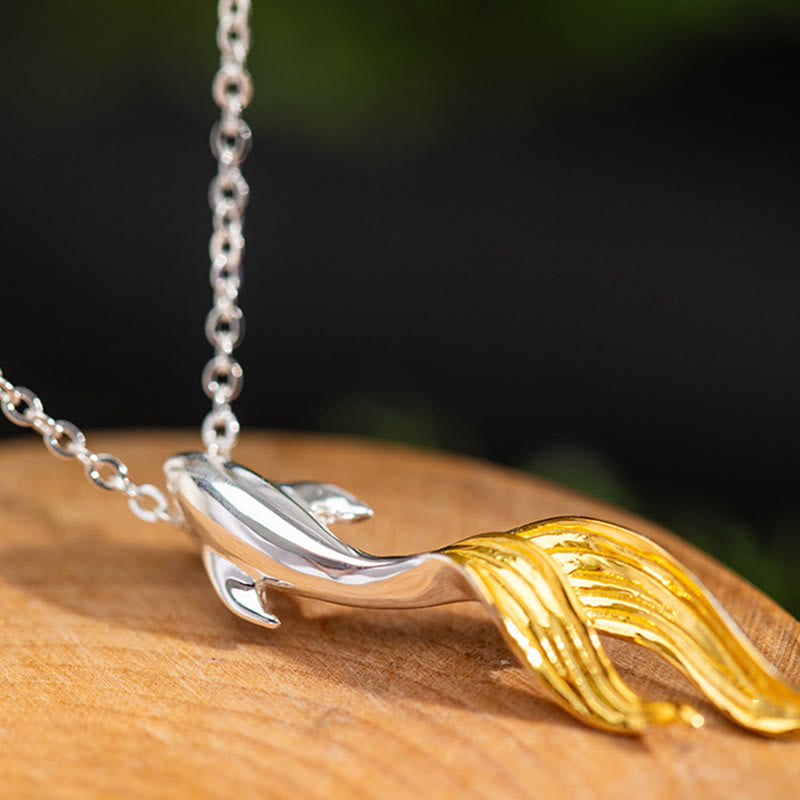 Wear FengShui 925 Sterling Silver Golden Koi Fish Luck Necklace Pendant
