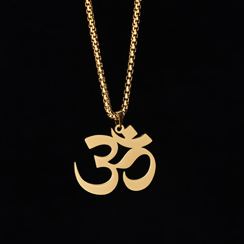 Wear FengShui Om Symbol Mantra Stainless Steel Focus Necklace Pendant