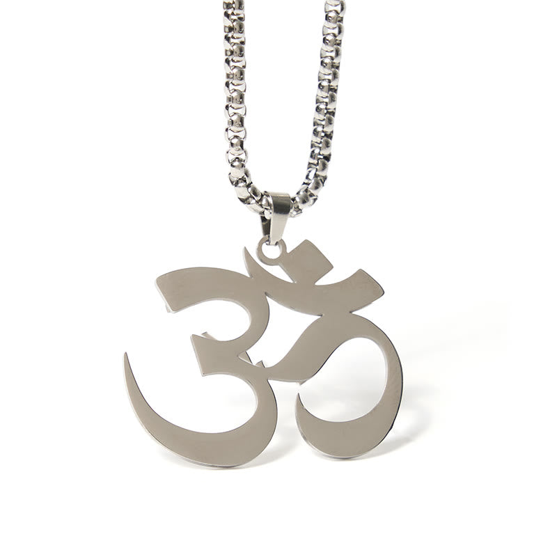 Wear FengShui Om Symbol Mantra Stainless Steel Focus Necklace Pendant