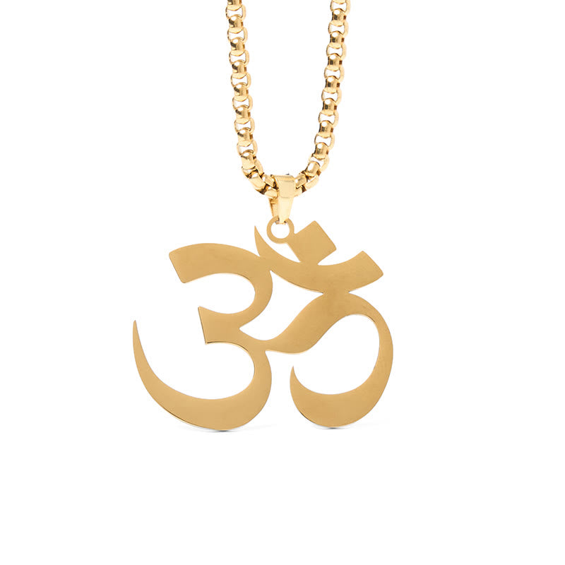 Wear FengShui Om Symbol Mantra Stainless Steel Focus Necklace Pendant