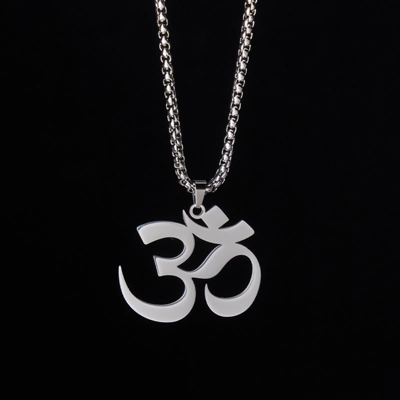 Wear FengShui Om Symbol Mantra Stainless Steel Focus Necklace Pendant