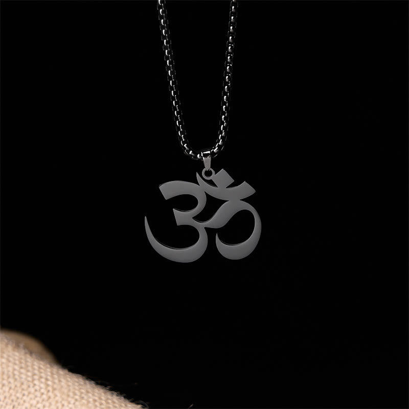 Wear FengShui Om Symbol Mantra Stainless Steel Focus Necklace Pendant