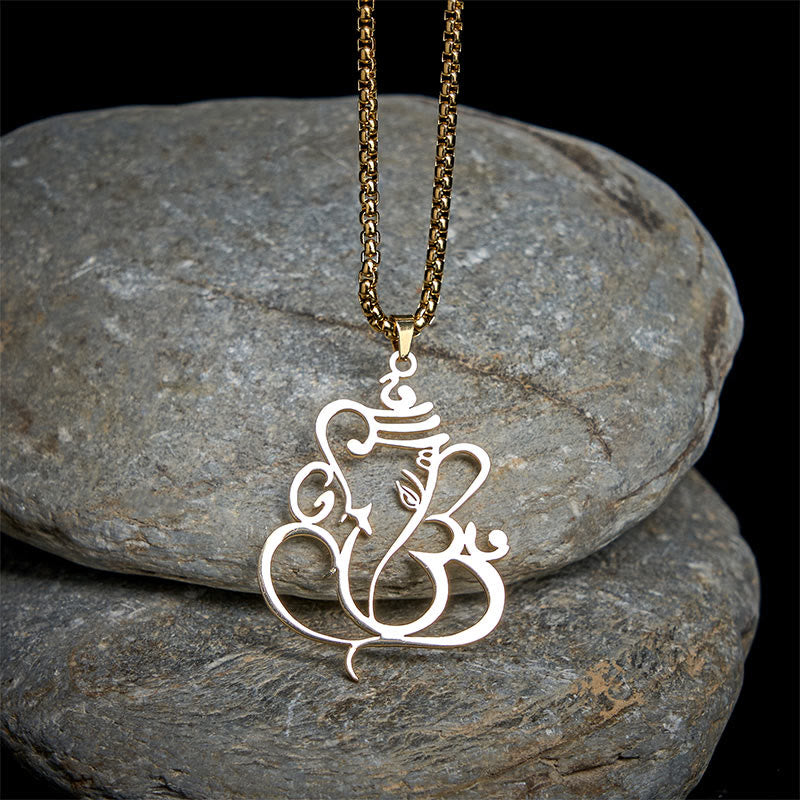 Wear FengShui Ganesh Elephant Stainless Steel Protection Necklace Pendant