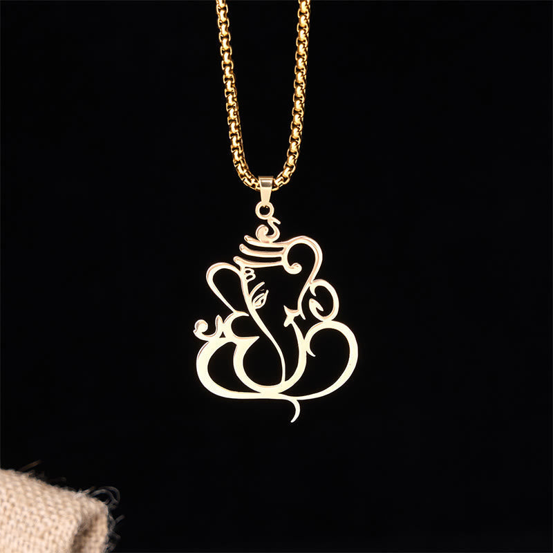 Wear FengShui Ganesh Elephant Stainless Steel Protection Necklace Pendant