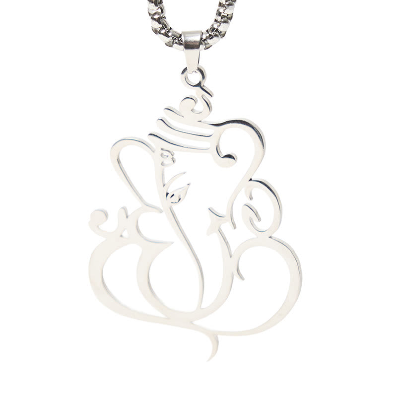 Wear FengShui Ganesh Elephant Stainless Steel Protection Necklace Pendant