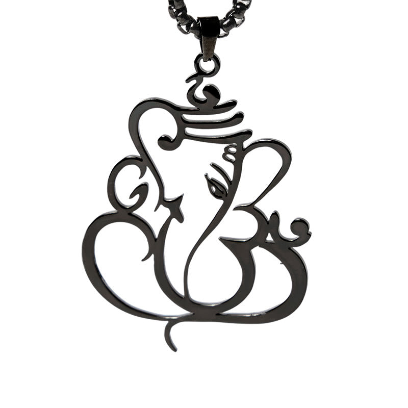 Wear FengShui Ganesh Elephant Stainless Steel Protection Necklace Pendant