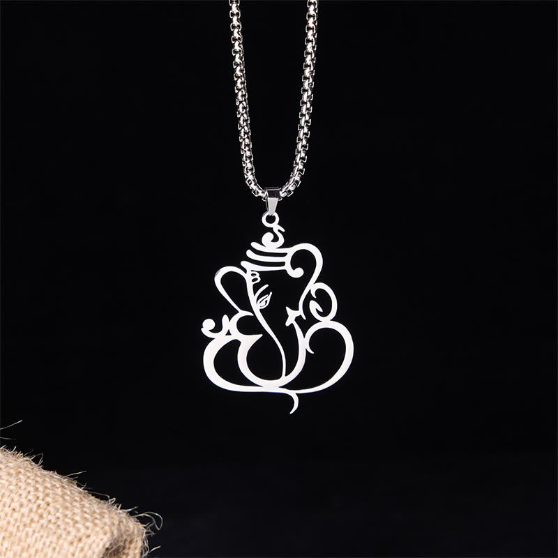 Wear FengShui Ganesh Elephant Stainless Steel Protection Necklace Pendant