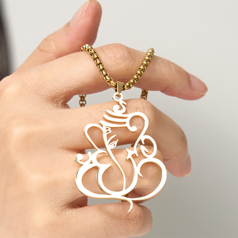 Wear FengShui Ganesh Elephant Stainless Steel Protection Necklace Pendant