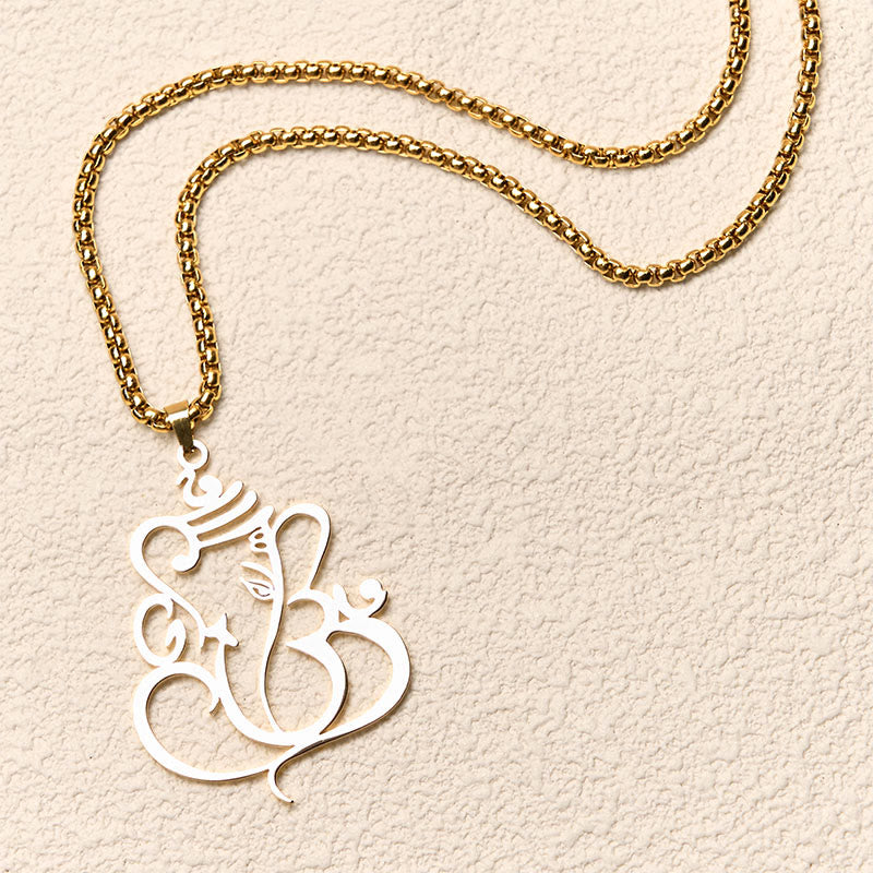 Wear FengShui Ganesh Elephant Stainless Steel Protection Necklace Pendant