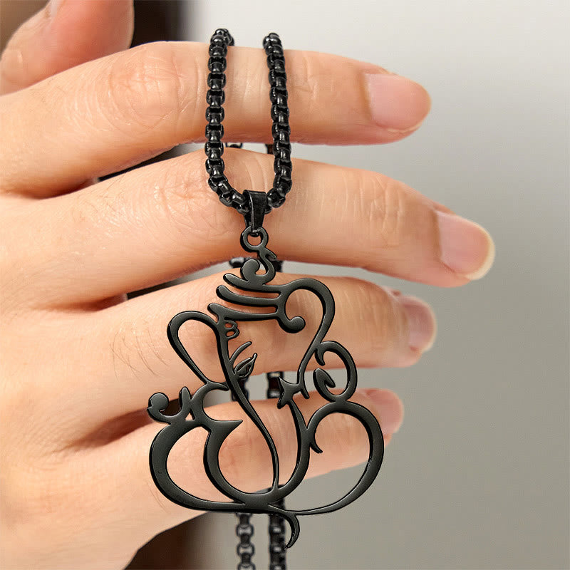 Wear FengShui Ganesh Elephant Stainless Steel Protection Necklace Pendant