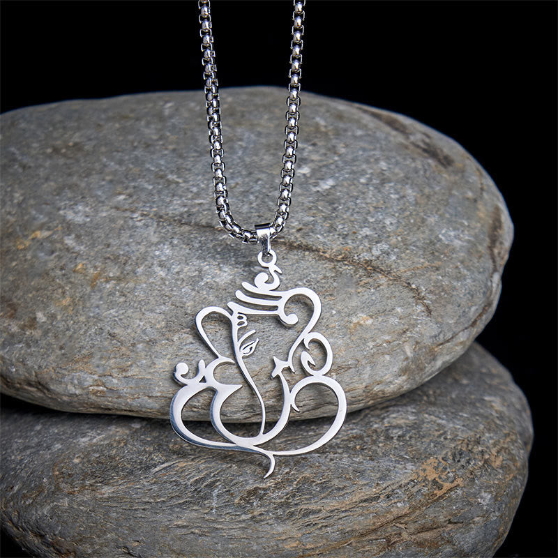 Wear FengShui Ganesh Elephant Stainless Steel Protection Necklace Pendant