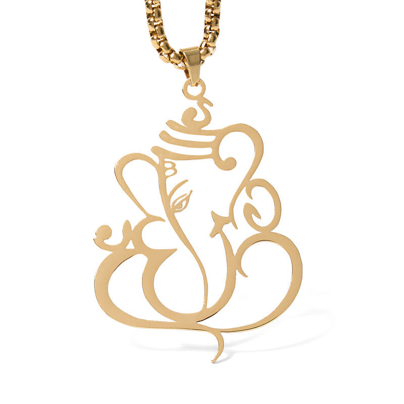 Wear FengShui Ganesh Elephant Stainless Steel Protection Necklace Pendant