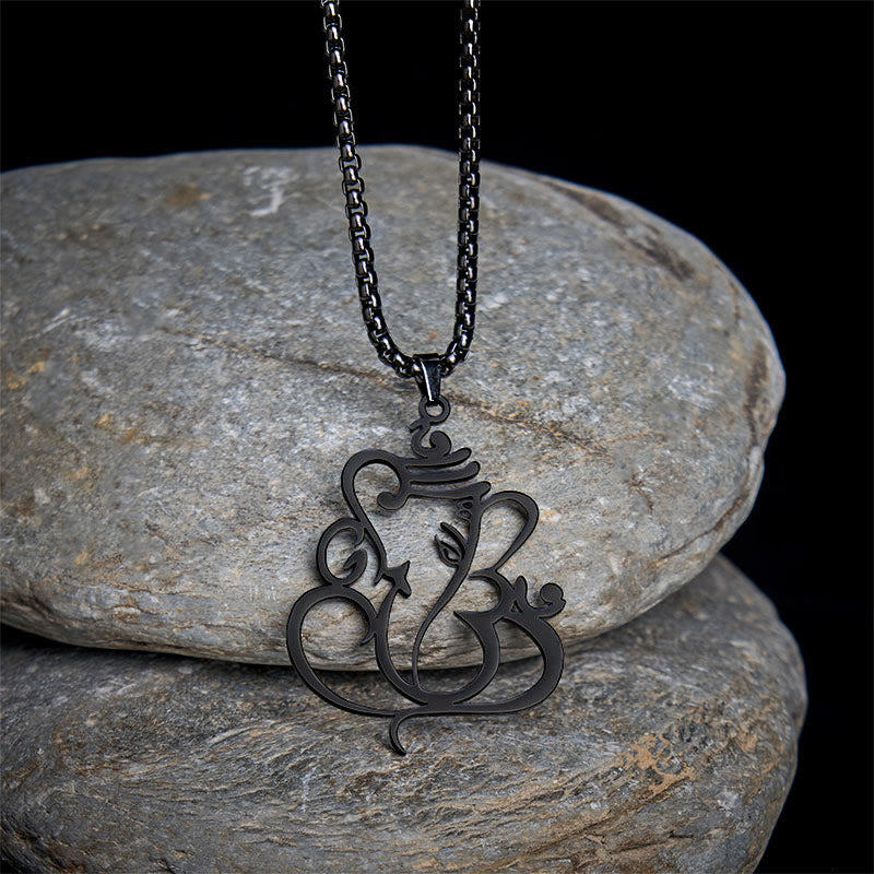 Wear FengShui Ganesh Elephant Stainless Steel Protection Necklace Pendant