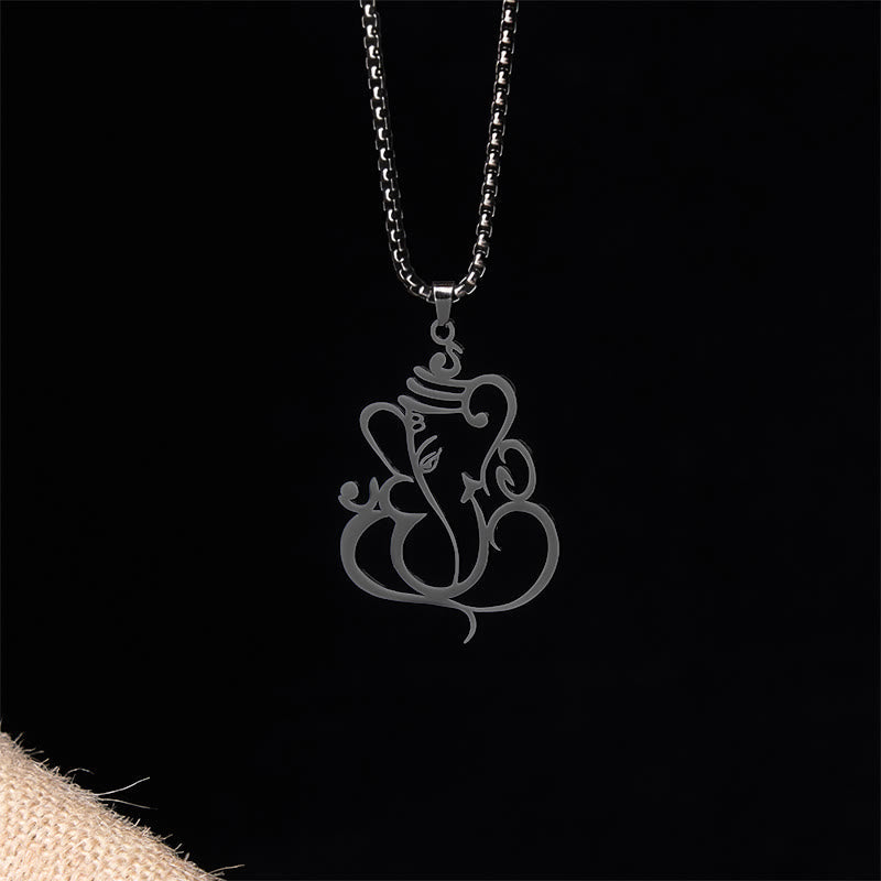 Wear FengShui Ganesh Elephant Stainless Steel Protection Necklace Pendant
