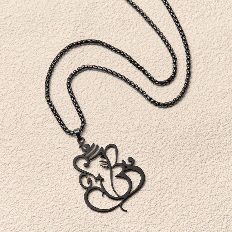Wear FengShui Ganesh Elephant Stainless Steel Protection Necklace Pendant