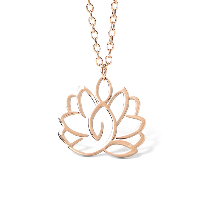 Wear FengShui Hollow Lotus Design Stainless Steel Enlightenment Necklace Pendant