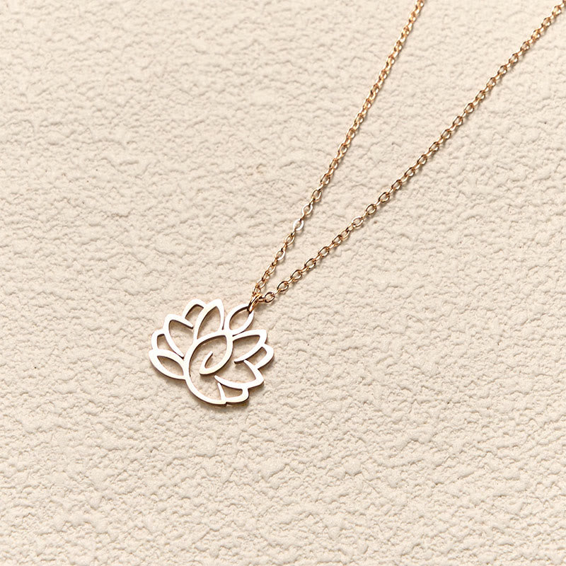 Wear FengShui Hollow Lotus Design Stainless Steel Enlightenment Necklace Pendant