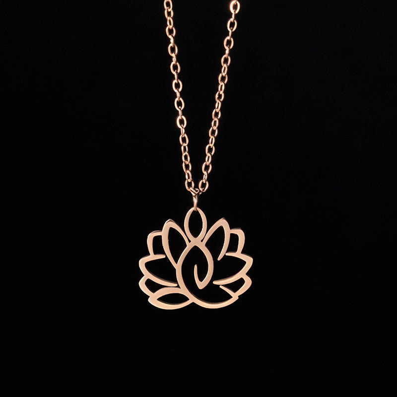 Wear FengShui Hollow Lotus Design Stainless Steel Enlightenment Necklace Pendant