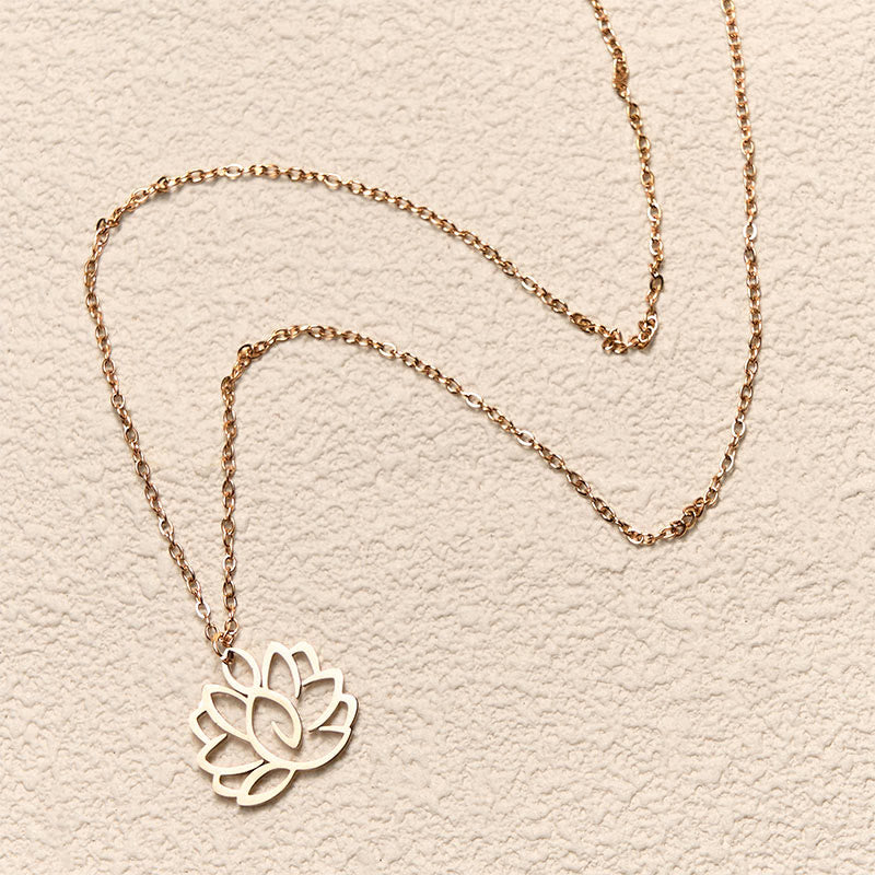 Wear FengShui Hollow Lotus Design Stainless Steel Enlightenment Necklace Pendant
