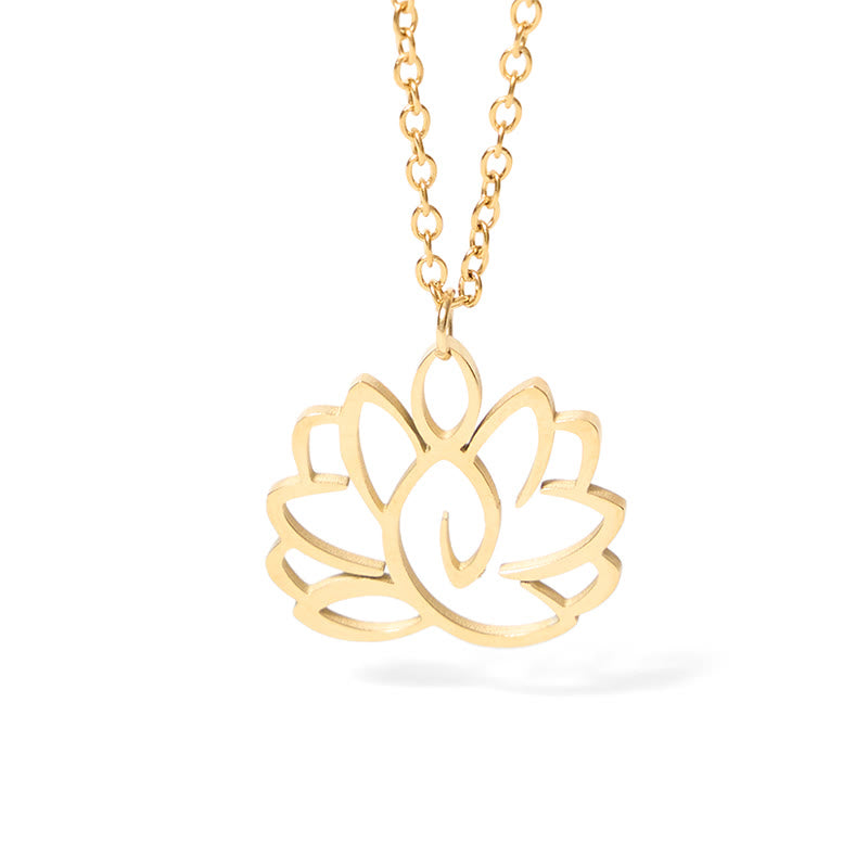 Wear FengShui Hollow Lotus Design Stainless Steel Enlightenment Necklace Pendant