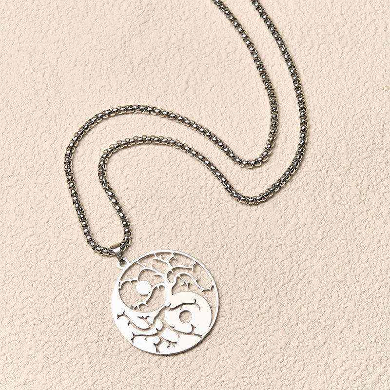 Wear FengShui Branches Hollow Yin Yang Design Stainless Steel Balance Necklace Pendant
