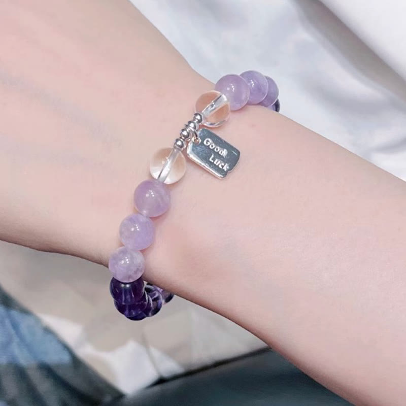 Wear FengShui Amethyst Rose Quartz Strawberry Quartz Good Luck Charm Bracelet
