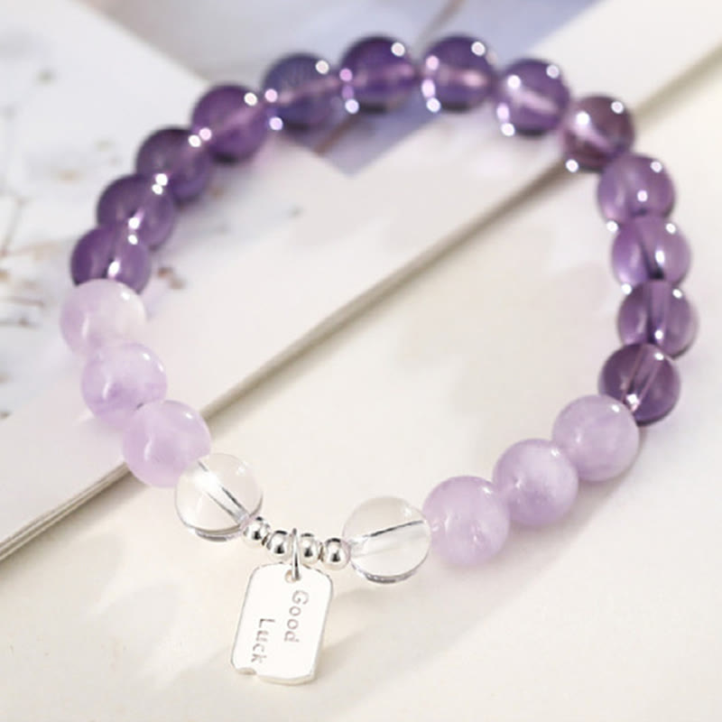 Wear FengShui Amethyst Rose Quartz Strawberry Quartz Good Luck Charm Bracelet
