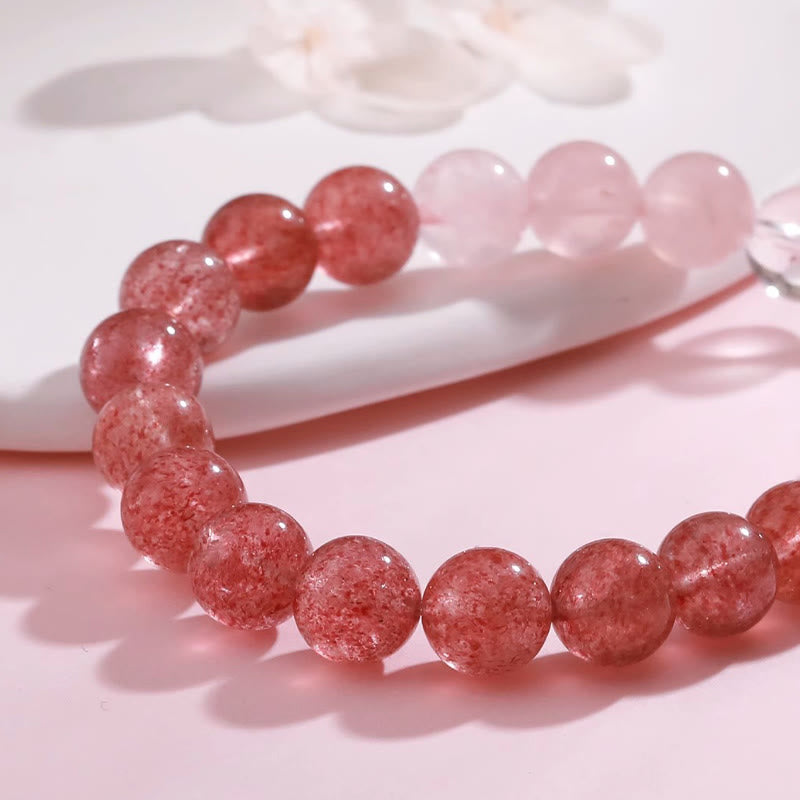 Wear FengShui Amethyst Rose Quartz Strawberry Quartz Good Luck Charm Bracelet